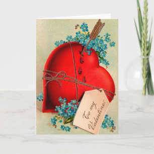 Rotes blutendes Herz Valentinsgruß Antique Postkar Feiertagskarte