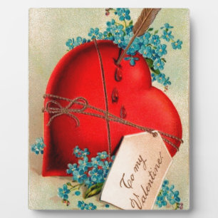 Rotes blutendes Herz Valentinsgruß Antique Postkar Fotoplatte