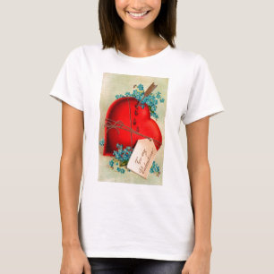 Rotes blutendes Herz Valentinstag Antik-Postkarte T-Shirt