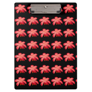 Rotes Blütenwasserfarben-Blumenmuster auf Schwarz Klemmbrett