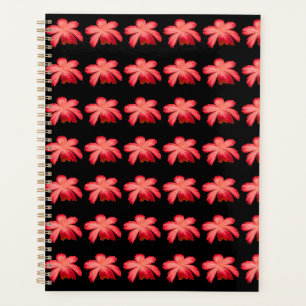 Rotes Blütenwasserfarben-Blumenmuster auf Schwarz  Planer