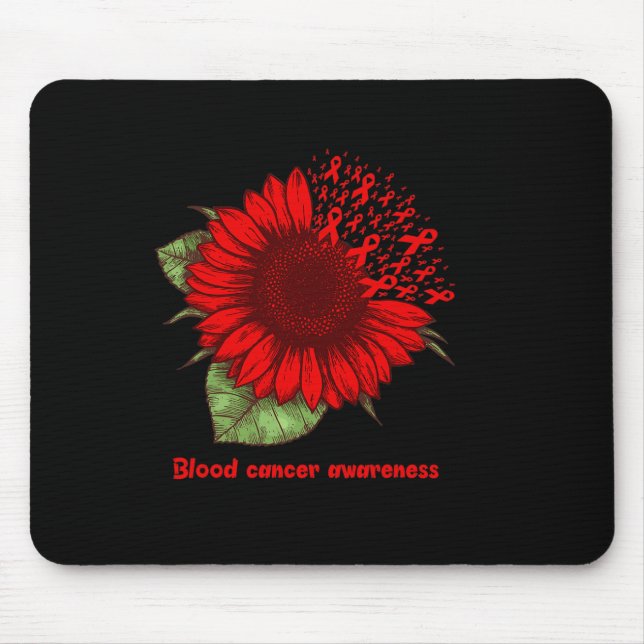 Rotes Blutkrebs-Bewusstsein Sonnenblumen-Geschenk  Mousepad (Vorne)