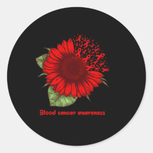 Rotes Blutkrebs-Bewusstsein Sonnenblumen-Geschenk Runder Aufkleber