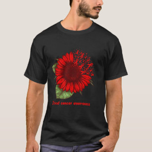 Rotes Blutkrebs-Bewusstsein Sonnenblumen-Geschenk T-Shirt