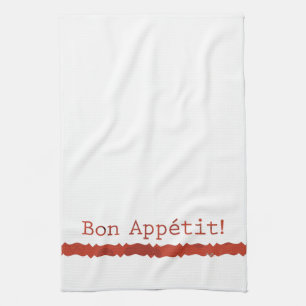 Rotes Bon Appétit Tee-Tuch-Geschirrtuch Geschirrtuch