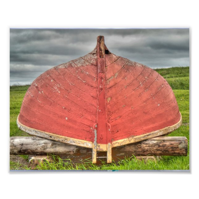 Rotes Boot auf der Festung Louisbourg Fotodruck (Vorne)