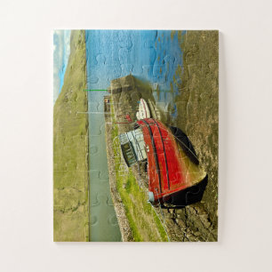 Rotes Boot bei Niedrigwasser Puzzle