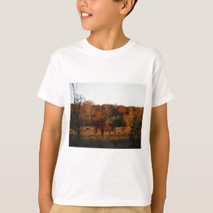 Rotes braunes Pferd, Herbstwald. T-Shirt