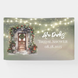 Rotes Brautparty mit dekorierten Türen Banner