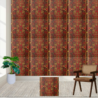 Rotes Brown und Gold afrikanische Tribal Muster Ti Fliese