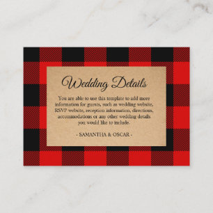 Rotes Buffalo Karierte Vintage Einschließkarte Begleitkarte