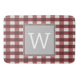 Rotes Buffalo Kariertes Monogramm Bath Mat Badematte