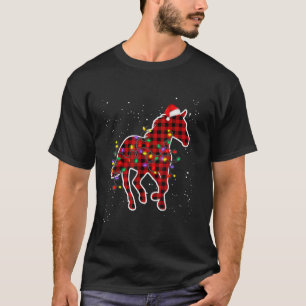 Rotes Buffalo Kariertes Pferd Weihnachten Pajamas T-Shirt