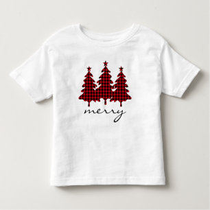 Rotes Buffalo Karo Pine Trees Kleinkind T-shirt