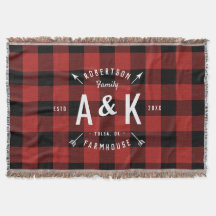 Rotes Buffalo-Karo und Arrow-Arrow-Monogramm