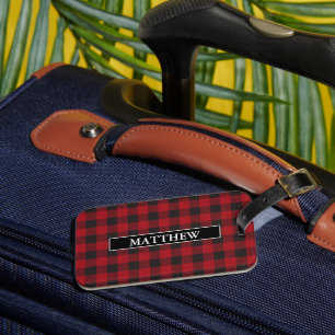 Rotes Büffel-Karo personalisiert Gepäckanhänger