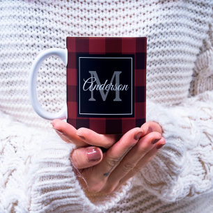Rotes Büffel-Karo Persönliche Initialen Gesche Tasse