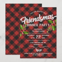Rotes Büffelkariert Friendsmas Party-Einladung