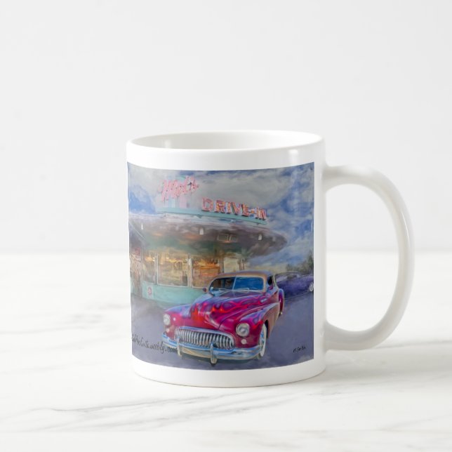 rotes buick am Autokino Tasse (Rechts)