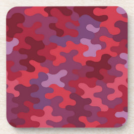Rotes Burgund-Camouflage-Kunststoff-Set Untersetze Getränkeuntersetzer