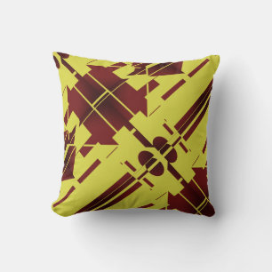 Rotes Burgund Gelb Mittelmeer-Diagonalmotiv Kissen