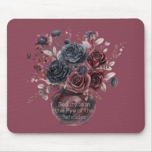 Rotes Burgund Schwarze Blumen Schönheit Ist Mousepad
