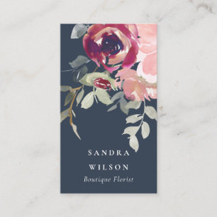 ROTES BURGUNDY ROSE WATERCOLOR VISITENKARTE