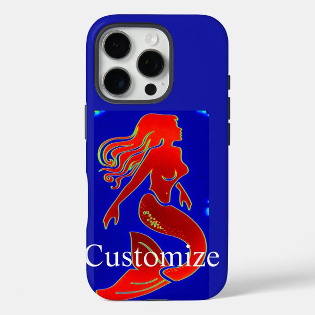 Rotes Button-Up Meerjungfrau blau Case-Mate iPhone Hülle (Rückseite)