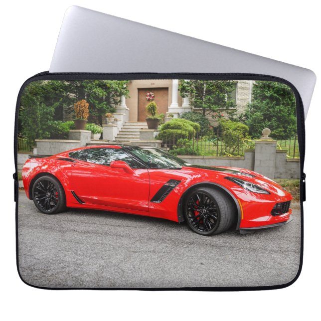 Rotes C7 Chevrolet Corvette Laptopschutzhülle (Vorderseite)