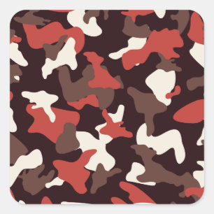 Rotes Camouflage-Armeemuster Quadratischer Aufkleber