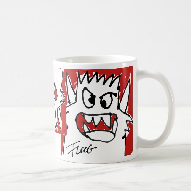 Rotes Cartoon-Monster Kaffeetasse (Rechts)