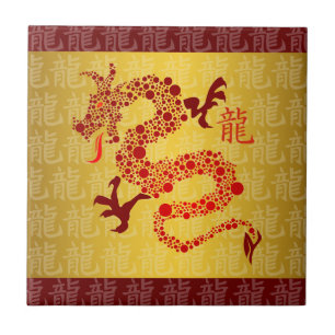 Rotes chinesisches Jahr des Drachen Fliese
