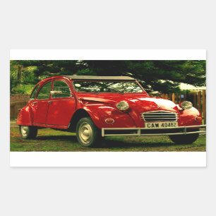 Rotes Citroën 2CV Rechteckiger Aufkleber