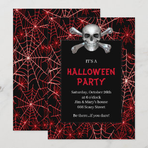 Rotes Cobweb-Halloween-Party Einladung