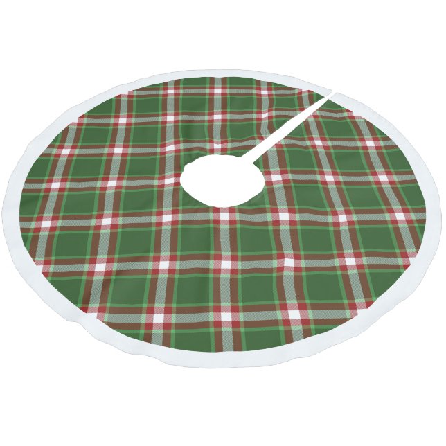 Rotes, Cooles Kariertes Muster aus Lumberjack Polyester Weihnachtsbaumdecke (Schrägansicht)
