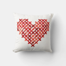 Rotes Cross-Stitch Blick Herz Reversible Land Kissen