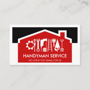 Rotes Dachgebäude Handyman Werkzeuge Visitenkarte
