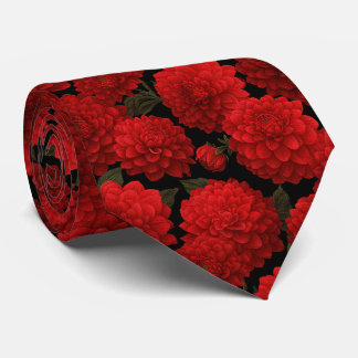 Rotes Dahlien-Blumenmuster Krawatte
