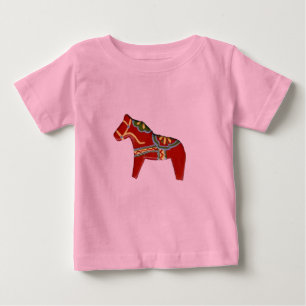 Rotes Dala-Pferd Baby T-shirt