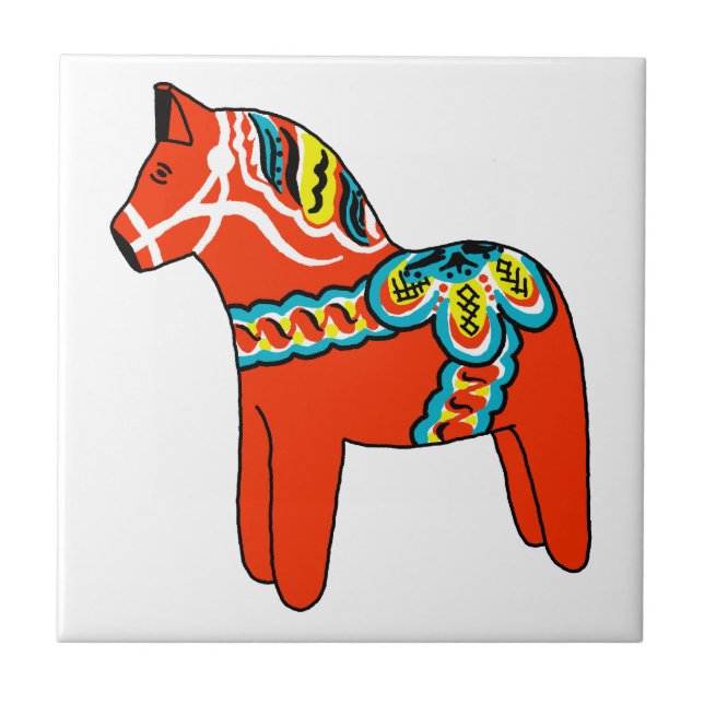 Rotes Dala Pferd Fliese (Vorderseite)