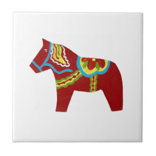 Rotes Dala-Pferd-Fliese Fliese