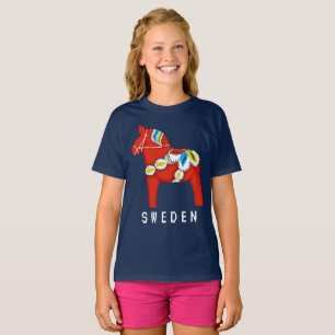 Rotes Dala-Pferd-T - Shirt der Kinder