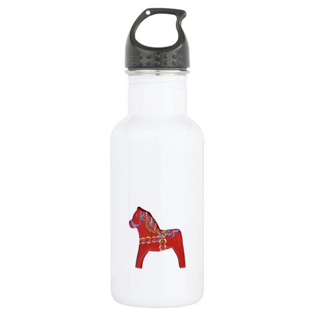 Rotes Dala-Pferd Trinkflasche (Vorderseite)