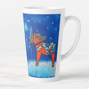 Rotes Dala Pferd Whimsical Art Milchtasse
