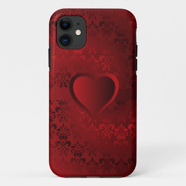 Rotes Damast-Herz Case-Mate iPhone Hülle (Rückseite)
