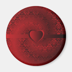 Rotes Damast-Herz Magnet