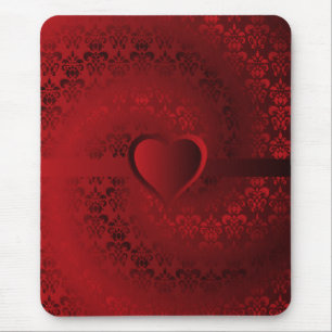 Rotes Damast-Herz Mousepad