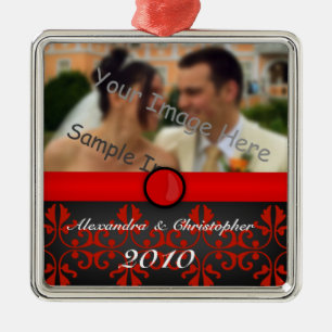 Rotes Damast-Silber verbindet Silbernes Ornament