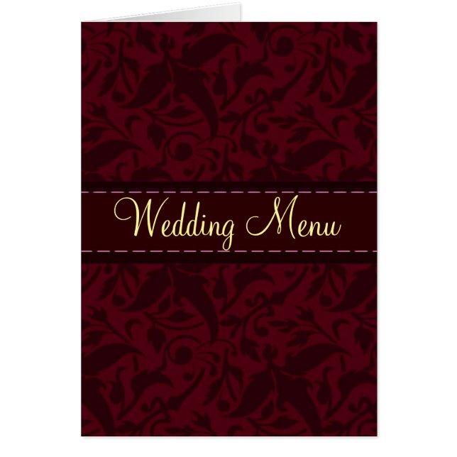 Rotes Damastbrokat Hochzeitsmenü (Vorne)