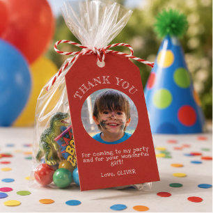 Rotes Danke Geburtstagsjunge Foto Geschenkanhänger